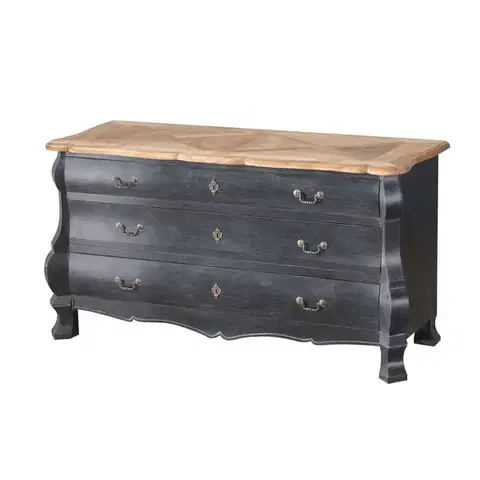 Dekoria Komoda Lavrence 160 x 50 x 85 old black & natural, 160 x 50 x 85 cm