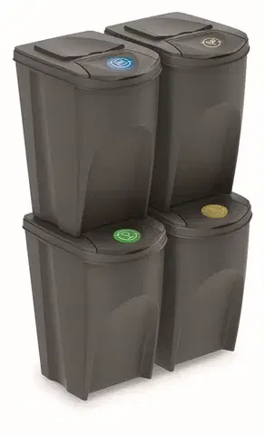 Súprava 4 odpadkových košov Soorti na triedený odpad 4 x 35 l sivá