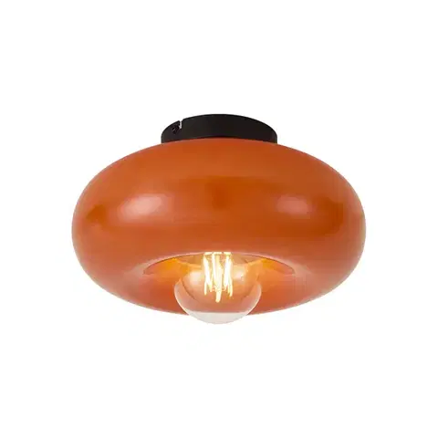 Retro čierne stropné svietidlo s oranžovým sklom 30 cm - Glaze
