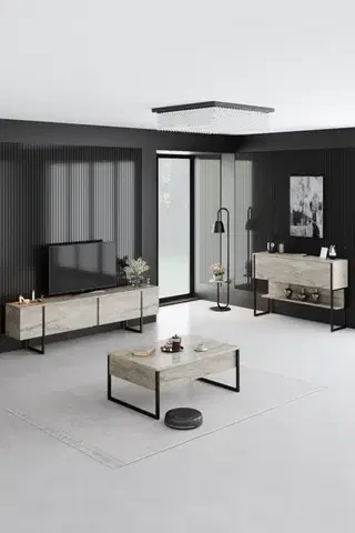Komoda Luxe - Travertine, Black