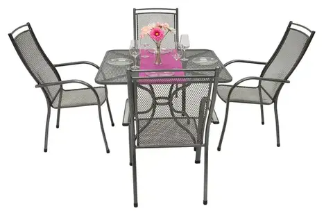 Záhradná kovová zostava PALMA IV. 1+4 Stôl 90 x 90 cm (CT0312)