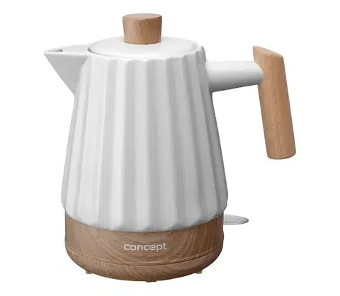 Concept RK0090 - Rýchlovarná kanvica 1,5 l 1500W/230V biela/drevený dekor/keramika rk0090