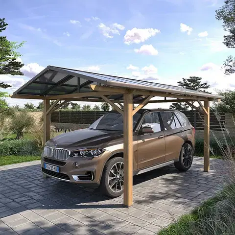 DEOKORK Kovový prístrešok na auto 5,2x3,2 m (efekt dreva)