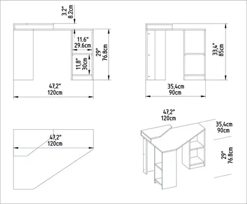 Písací stôl Floating - Walnut