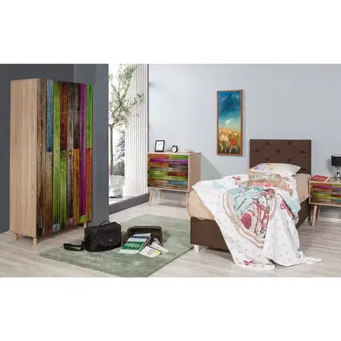 Šatníková skriňa Stil 90 cm dub sonoma/viacfarebná