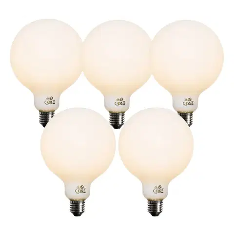 Sada 5 stmievateľných LED žiaroviek E27 Opal G125 5W 450 lm 2700K