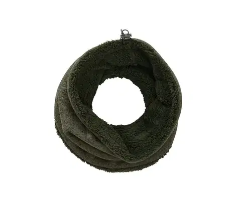 Kruhový šál z pleteného flaušu, kaki