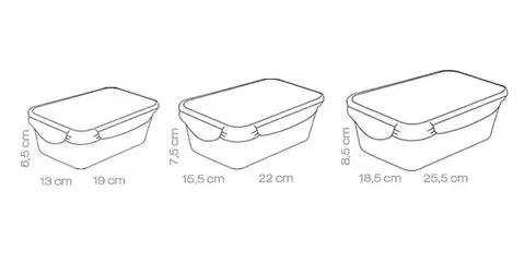Tescoma dóza FRESHBOX 3ks, 1.0,1.5,2.5 l, obdĺžníkova
