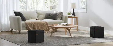Taburet s úložným priestorom Nestro 30 cm čierny
