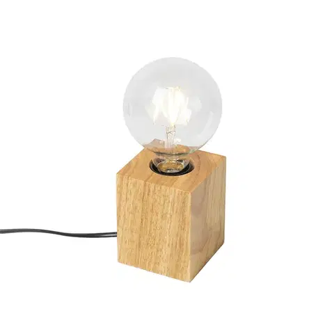 Rustikálna stolná lampa drevo prírodné - Bloc