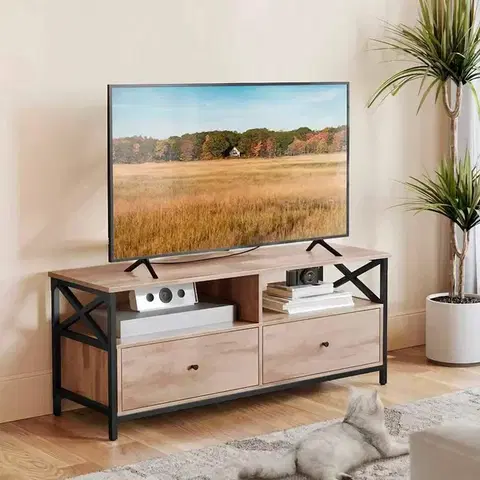 DOLLY malý TV stolík, dub Sonoma/čierna