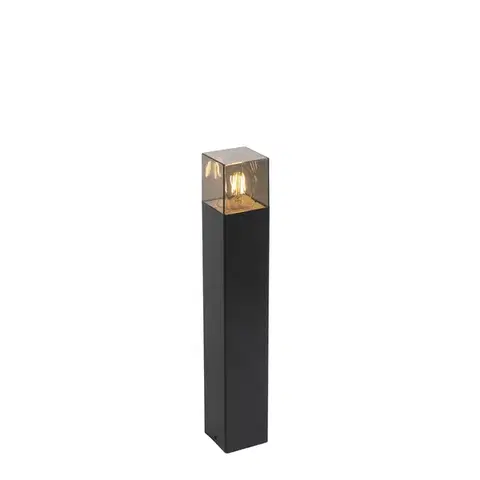 Stojaca vonkajšia lampa čierna 50 cm IP44 s dymovým sklom - Dánsko