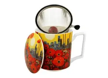 Porcelánový hrnček so sitkom a krytom Maky 450 ml