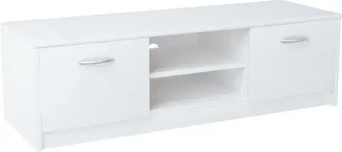 MAREK 027 TV stolík s dvierkami a policami, biela