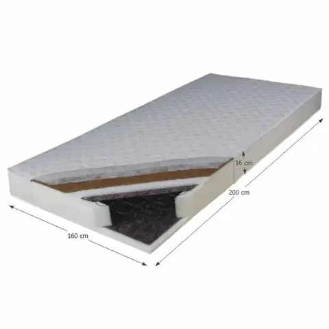 KONDELA Kokos Medium obojstranný pružinový matrac 160x200 cm pružiny / plsť / PUR / latex-kokos doska / látka