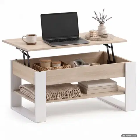 Konferenčný stolík s výsuvnou doskou Denver 92 cm dub Sonoma/biely