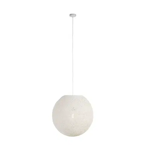 Rustikálne závesné svietidlo biele 60 cm - Corda