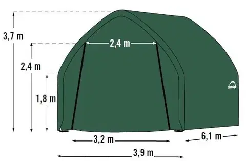 Náhradná plachta pre garáž 3,9 x 6,1 m zelená Dekorhome
