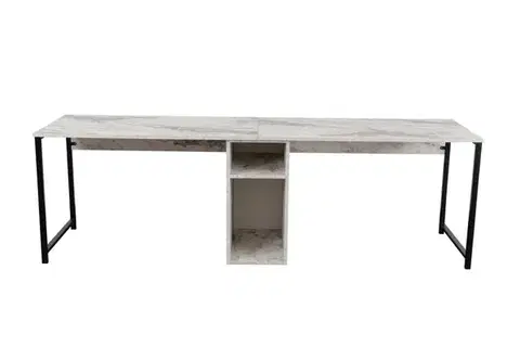 Písací stôl Twin Study Desk - Freesia Marble, Black