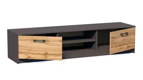 MAREK K028 TV stolík s dvierkami a policami 160cm, dub Wotan