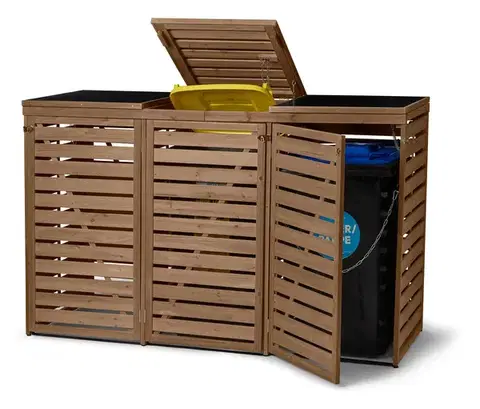 Trojitý box na smetný kôš s univerzálnymi možnosťami umiestnenia, 3x 240 l