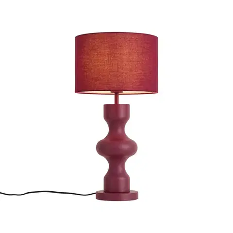 Retro Table Lamp Plum with Fabric Shade - Captain