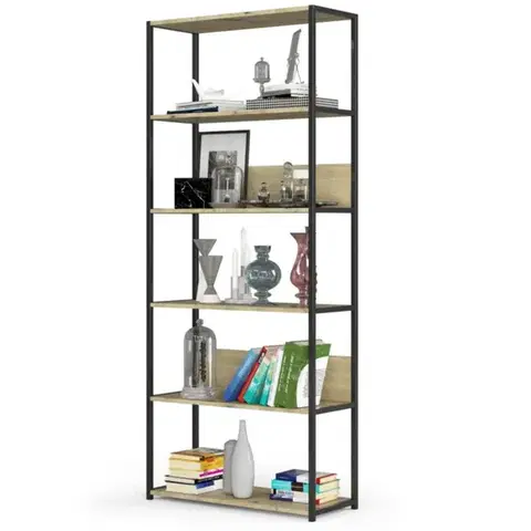 Regál LOFT 80 cm čierny/dub artisan
