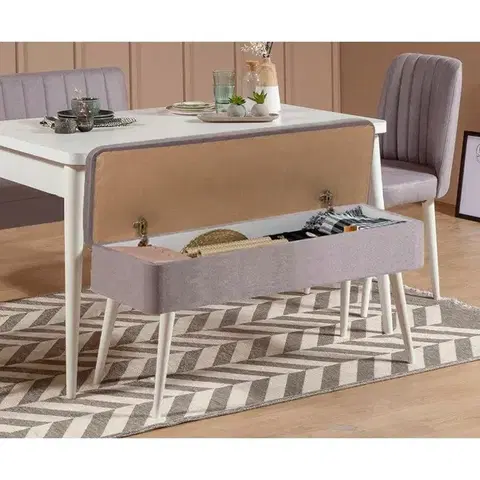 Jedálenský set s rozkladacím stolom a stoličkami (5 kusov) Vina 0701 - 4 - White, Grey