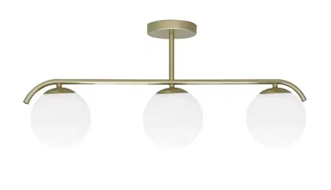 Stropná lampa AMADEO mosadz 3x40W E14 biele tienidlo