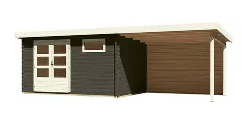 Drevený záhradný domček BASTRUP 8 s prístavkom Lanitplast