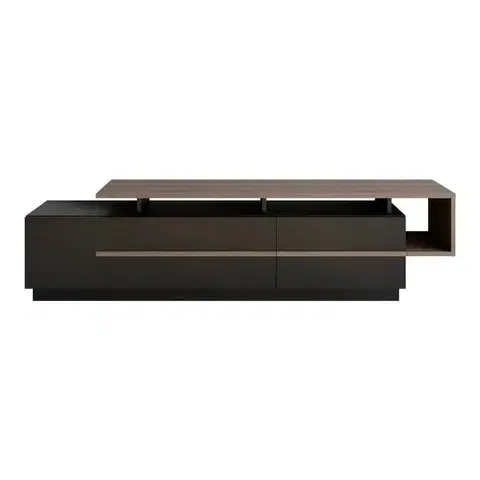 TV stolík Pia - Black, Walnut