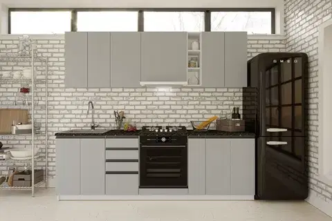 DAISY A 240 jednoduchá kuchynská linka 240 cm, biela/činčila grey