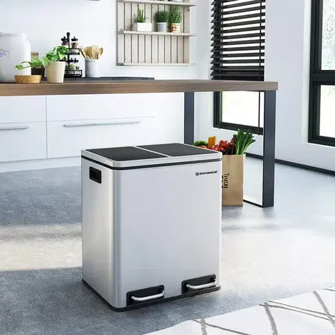 Odpadkový kôš Rubax 2 x 15 L strieborno-čierny