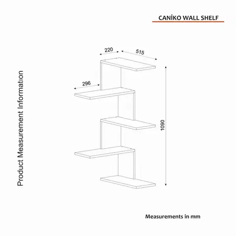 Nástenná polica Caniko - Walnut