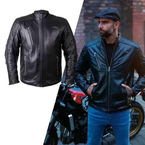 Kožená moto bunda W-TEC Elcabron Farba čierna, Veľkosť XL