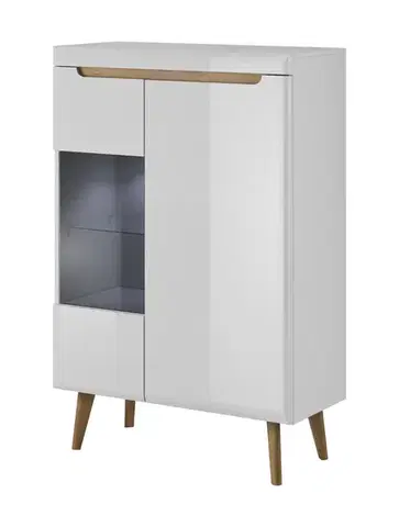 Elegantná vitrína NORD NWT90, biely lesk
