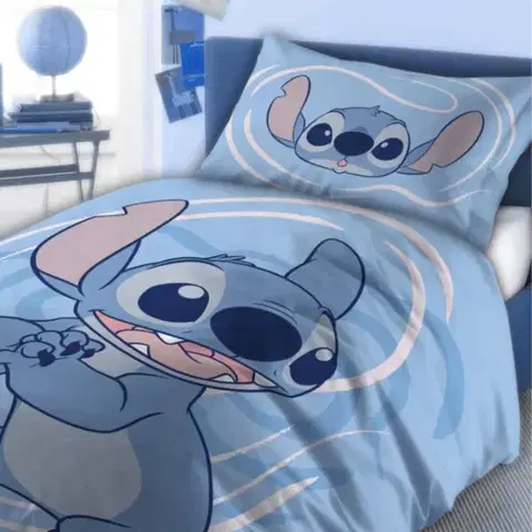 Obliečky Disney Lilo and Stitch modré do postieľky 135x100cm+40x60cm Faro Tiahome