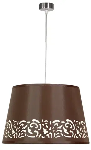 Hnedá závesná lampa s tkaným tienidlom so vzorom 60W E27 Kašmír