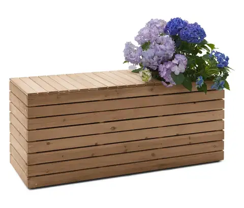 Záhradná lavica s kvetináčmi, cca 110 cm