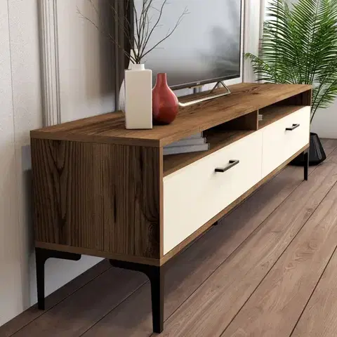 TV skrinka / Obývacia stena Istanbul - Walnut, Cream