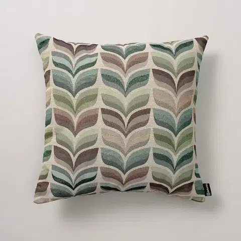 Dekoria Karin - jednoduchá obliečka, zelené a béžové kvetinové motívy, 43 x 43 cm, Intenso Premium, 144-17
