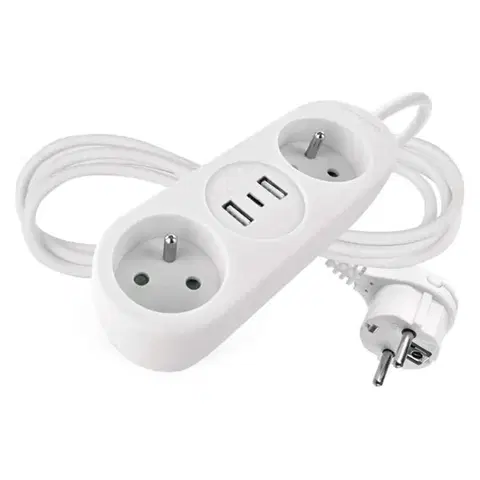 Predlžovací kábel s 2 zásuvkami, 2 USB a USB-C Taylor 1,4 m biely