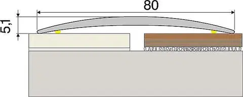 Prechodový profil 80 mm, oblý (samolepiaci) | nivelácia 0 - 5 mm Bronz E03