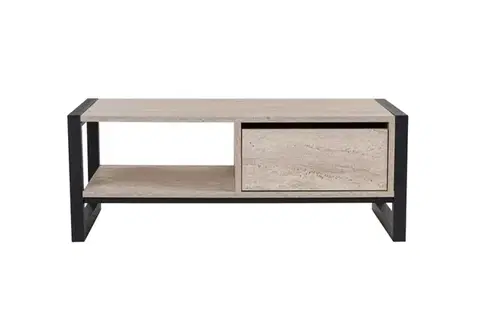 Konferenčný stolík Haldizen - Black, Travertine