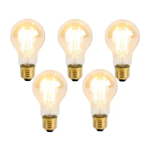 Sada 5 stmievateľných LED žiaroviek E27 s 3-stupňovým stmievaním A60 Goldline 5W 530lm 2200K