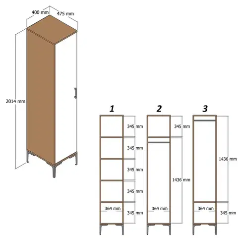 Šatníková skriňa Kumsal R - Walnut