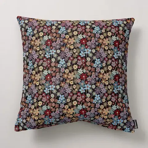 Dekoria Karin - jednoduchá obliečka, farebné kvety na čiernom pozadí, 60 x 60 cm, Intenso Premium, 144-32
