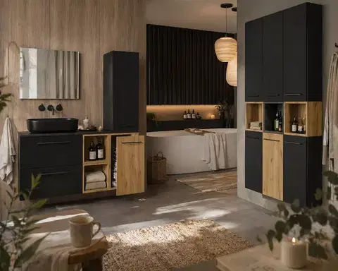 ArtDef Závesná skrinka do kúpeľne FERATA C30 1D/45 | čierna