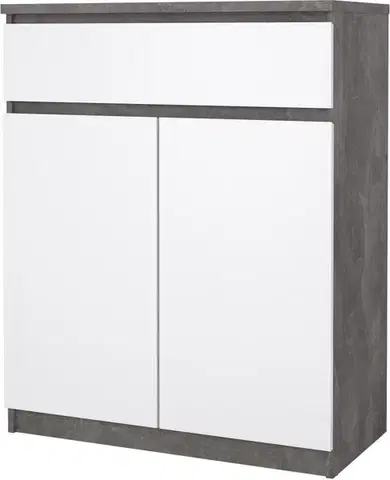 Komoda Simplicitous 234 80 cm betón/biela lesk