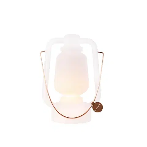 Nabíjateľná stolná lampa 30 cm IP44 biela - Storm Small